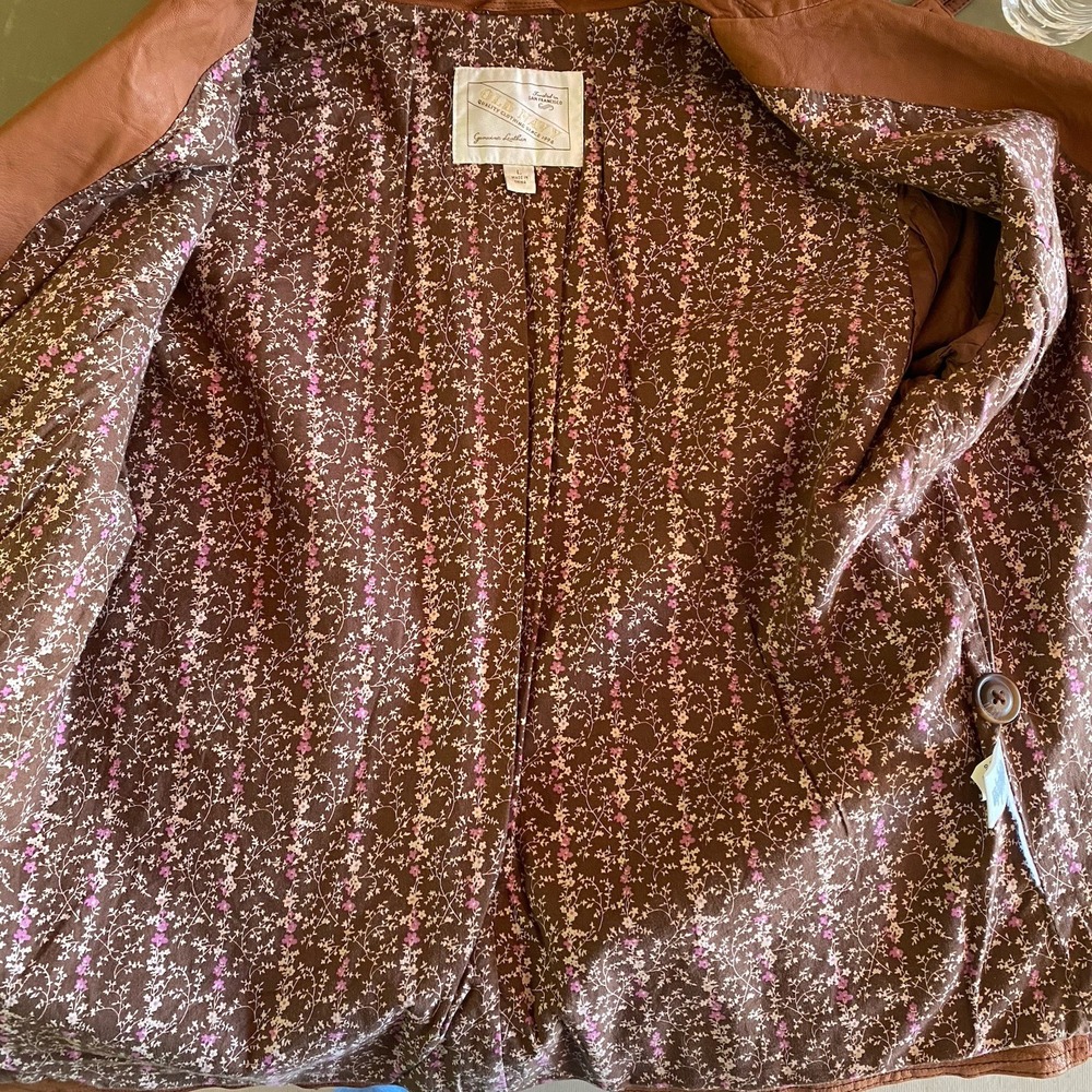 Y2K Old Navy Leather Jacket Womens L Brown Genuine Leather Biker Chic Western - Picture 5 of 8